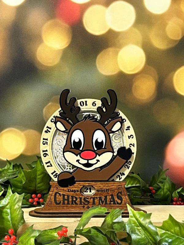 Christmas advent countdown stand with  a Reindeer From She Shed Designs
