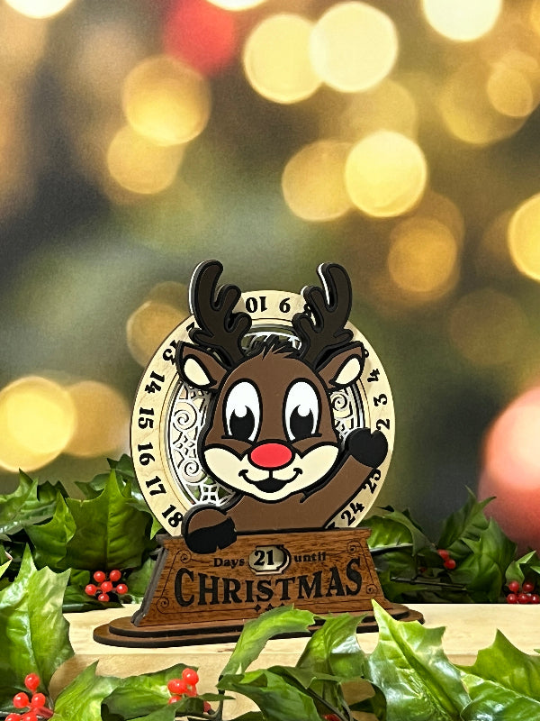 Christmas advent countdown stand with  a Reindeer From She Shed Designs