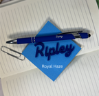 Blue pen with 'Ripley' branding on a blue sticky note over lined paper From She Shed Designs