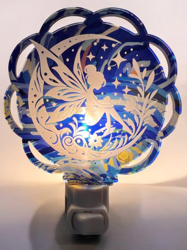 Decorative night light with fairy design  Micro Starry Swirls. From She Shed Designs.